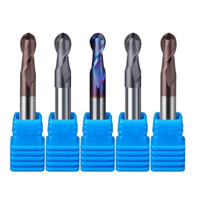 Molino de extremo de aluminio de acero del carburo de tungsteno 200m m 6 flauta redonda R3 4 Hrc de Hrc 55 45