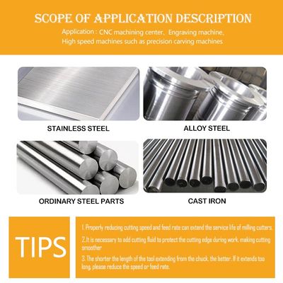 70° Dureza HRC 4-Flute Molino de extremos de carburo de tungsteno con recubrimiento Alnovz3 Especializado en cortador de fresado CNC de acero inoxidable