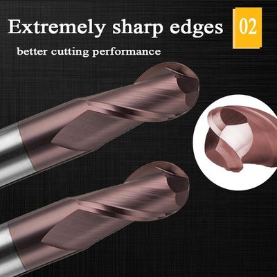 Molino de extremo de aluminio de acero del carburo de tungsteno 200m m 6 flauta redonda R3 4 Hrc de Hrc 55 45