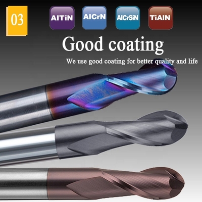 Molino de extremo de aluminio de acero del carburo de tungsteno 200m m 6 flauta redonda R3 4 Hrc de Hrc 55 45