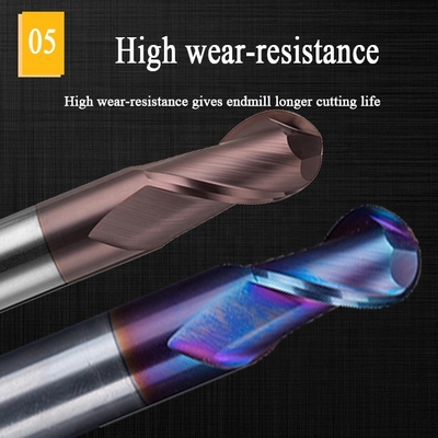 Molino de extremo de aluminio de acero del carburo de tungsteno 200m m 6 flauta redonda R3 4 Hrc de Hrc 55 45