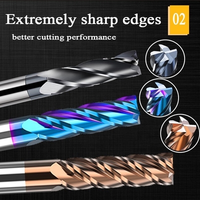 carburo interno Hrc55 del molino de extremo de 2.5m m 6m m D10 Hrc60 para el acero 12m m Endmill lateral