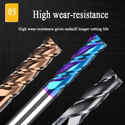 carburo interno Hrc55 del molino de extremo de 2.5m m 6m m D10 Hrc60 para el acero 12m m Endmill lateral